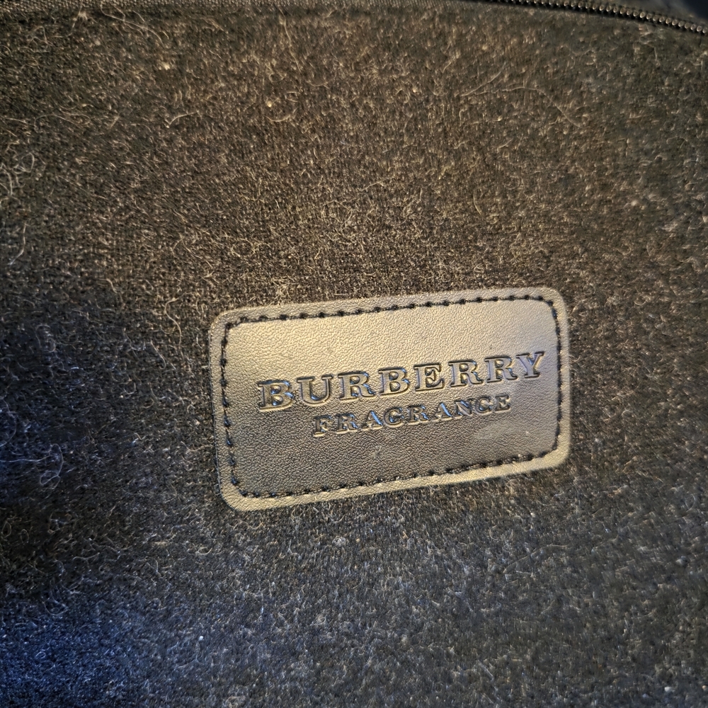 Burberry Fragrance LG Black Cosmetic Bag Makeup Pouch w/ Gold Zip & Check Detail - Picture 3 of 7